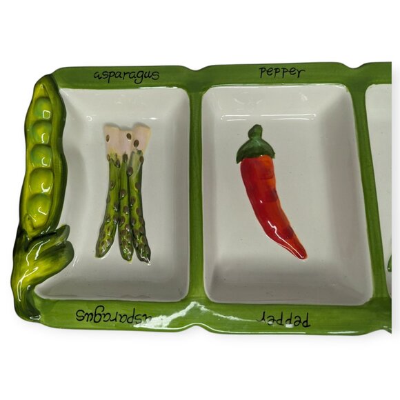 Certified International Judy Phipps Ceramic 4 Compartment Vegetable Platter - Picture 2 of 15